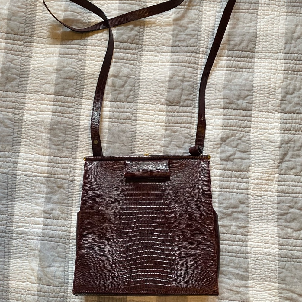 Donna Karen burgundy leather crossbody